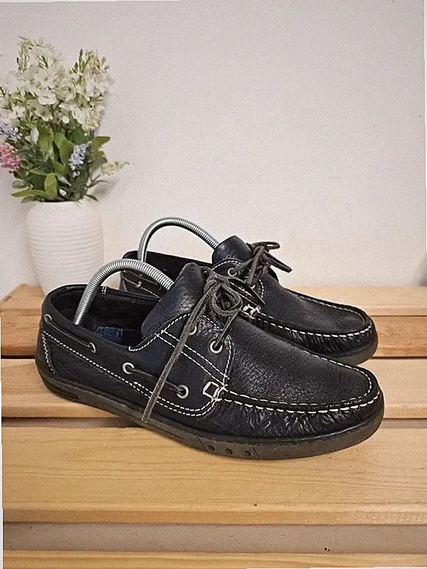 Clarks Herren Bootsschuhe Marineblau Leder Deck Freizeit Schnürschuhe UK 7,5 Komfort