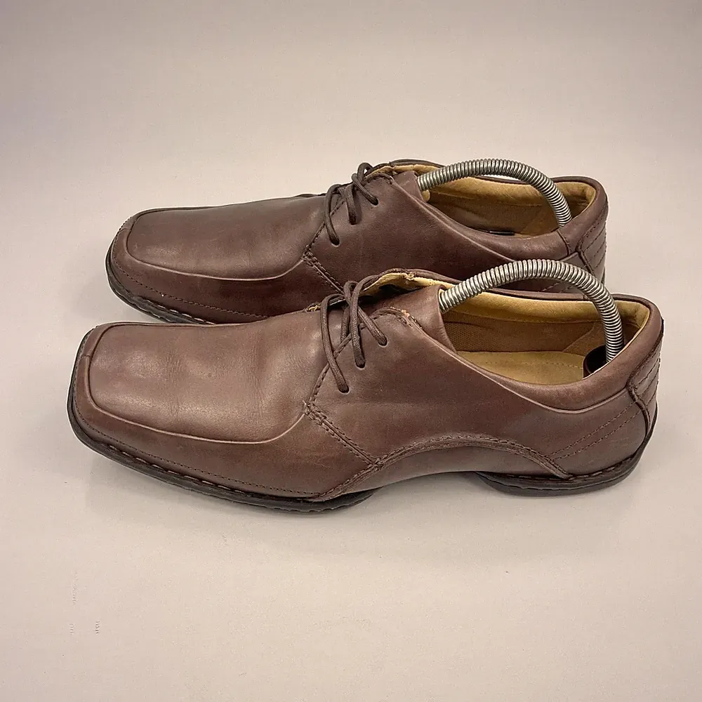 Clarks Herren Braun Leder Derby Schuhe UK 10 Eckige Zehe Freizeit Büro Formell