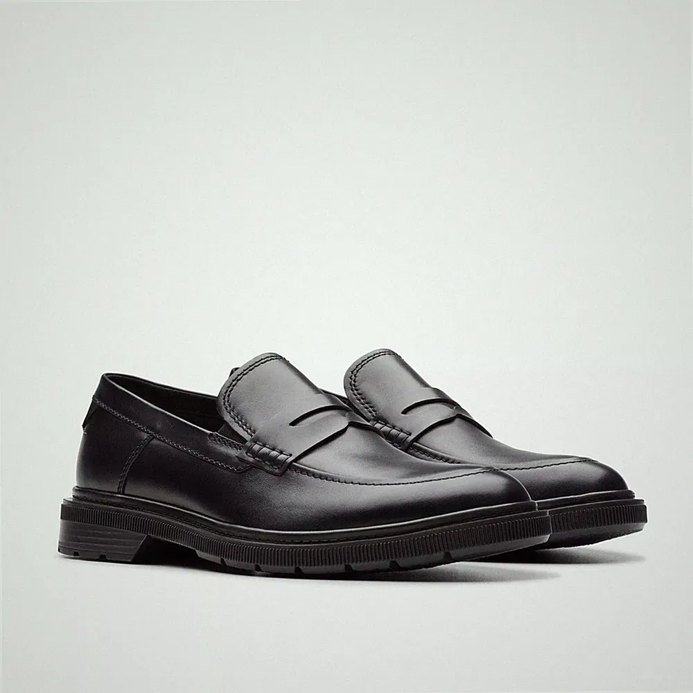 Clarks Herren ** Burchill Penny Black Lea Slipper - Halbschuh Fußbett * UK 8,9,10,11 G