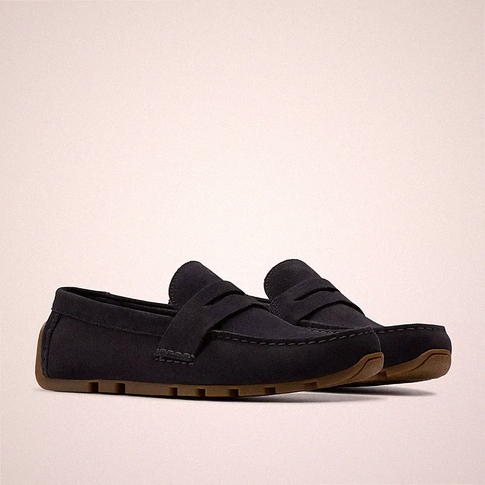 Clarks Herren CORSLEY BAR Navy Blau Wildleder Halbschuhe