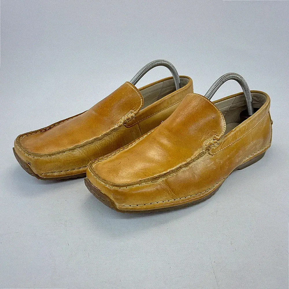 Clarks Herren hellbraun Leder Halbschuhe UK Größe 8 Freizeit Komfort Slipper Mokassin