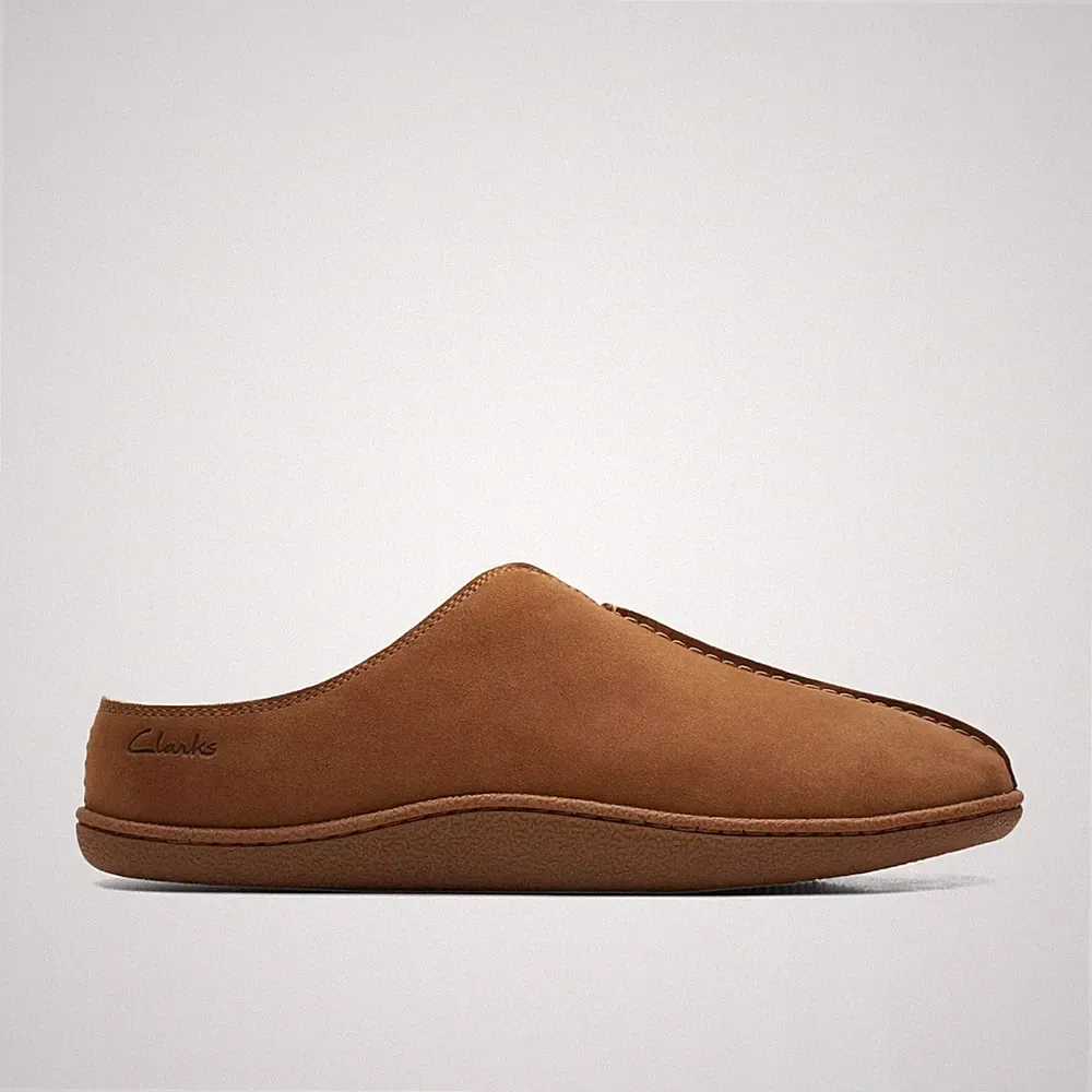 Clarks Herren * Home Pantolette Wildleder - hellbraun oder marine warm Fell - Slipper * UK 8,9,10,11 G