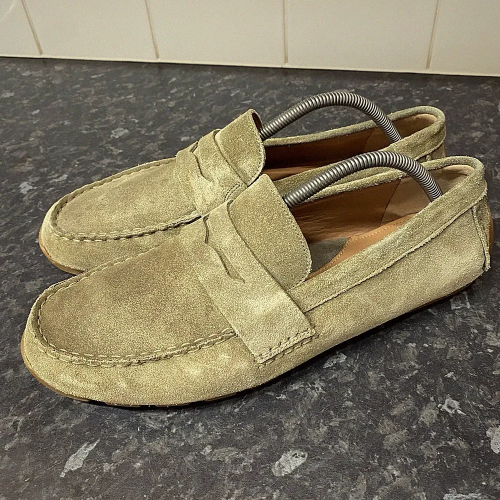 Clarks Herren Oliv Wildleder Penny Halbschuhe Fahrschuhe Mokassins Größe UK 8,5 G 42,5