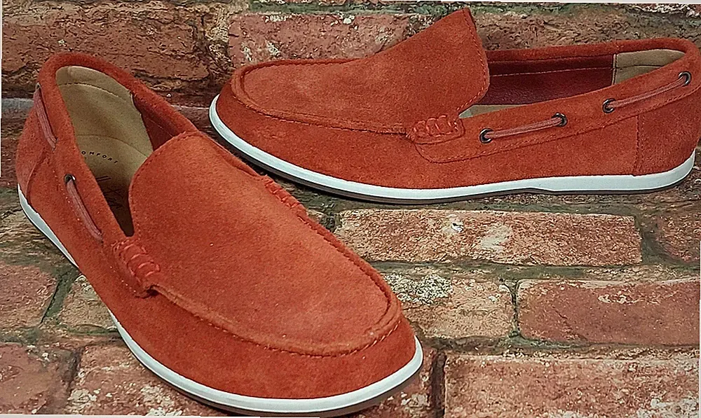 Clarks Herren Orange Wildleder Leder Halbschuhe Boot/Deck Schuhe Größe UK 7