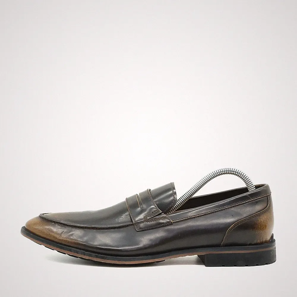 Clarks Herren Penny Loafer Halbschuhe Braun Leder Atmungsaktiv Originals EU 42