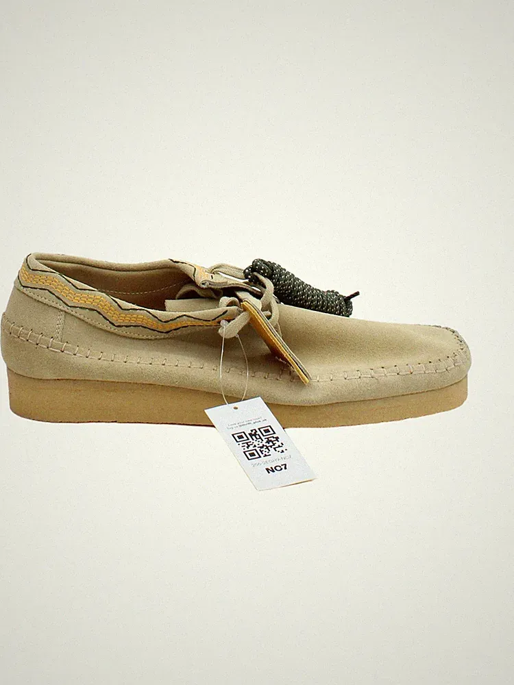 Clarks Herrenschuhe UK 9 Creme Geometrisch 100 % Wildleder Halbschuh