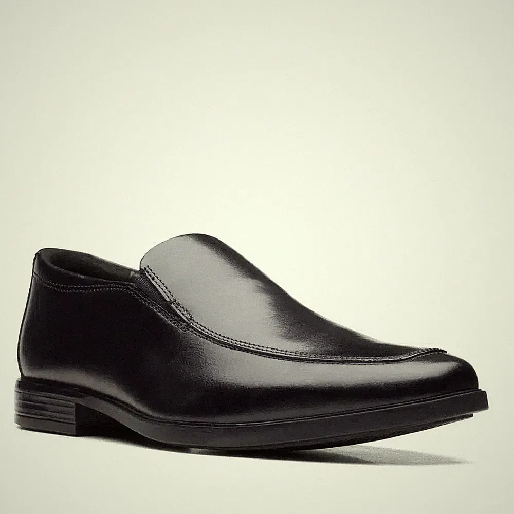 Clarks Howard Edge schwarz Leder Herren Oxford Halbschuhe Slipper formelle Schuhe (G)