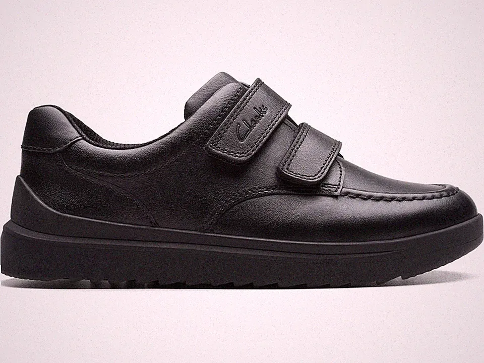 Clarks Jungen Schulschuhe schwarz Leder Goal Style F & G Fit