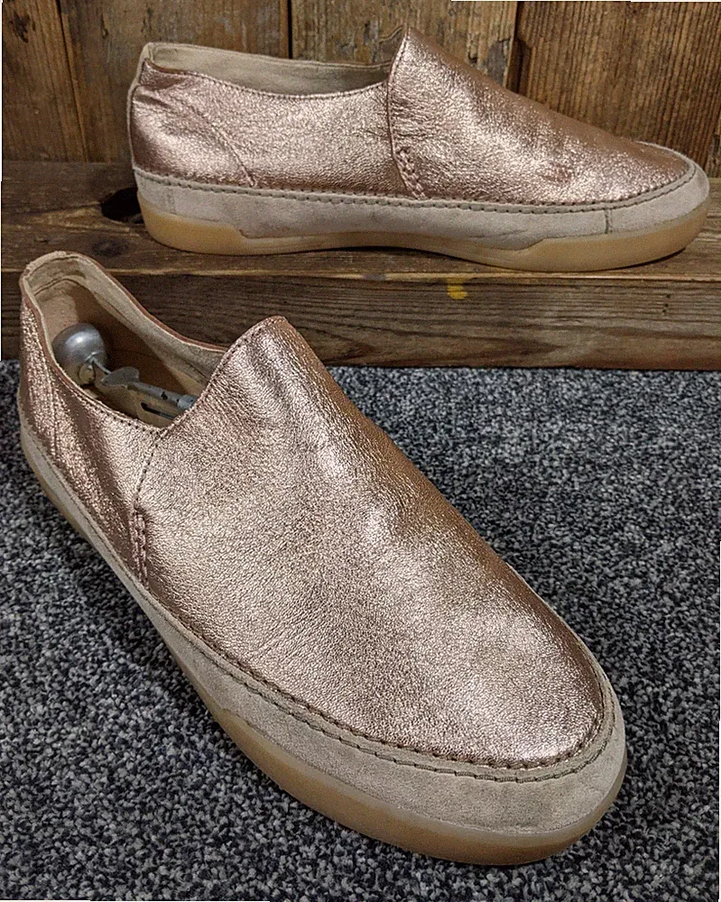 Clarks Metallic Rosegold Rosa Leder Slipper Halbschuhe Schuhe Polstersohle UK 6 D
