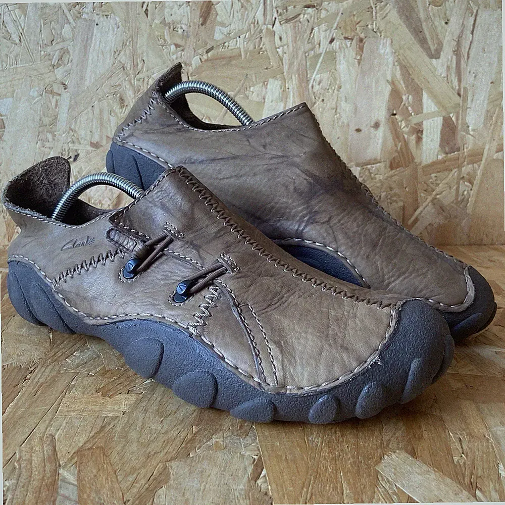 Clarks Momo Spirit 2 Braun Leder Halbschuhe Slipper Schuhe - Herren UK 11 G