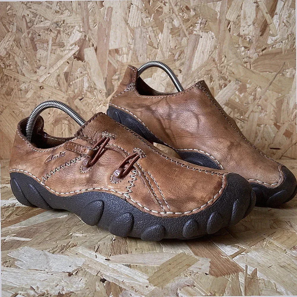 Clarks Momo Spirit 2 braune Leder Halbschuhe Slipper Schuhe - Herren UK 8 G