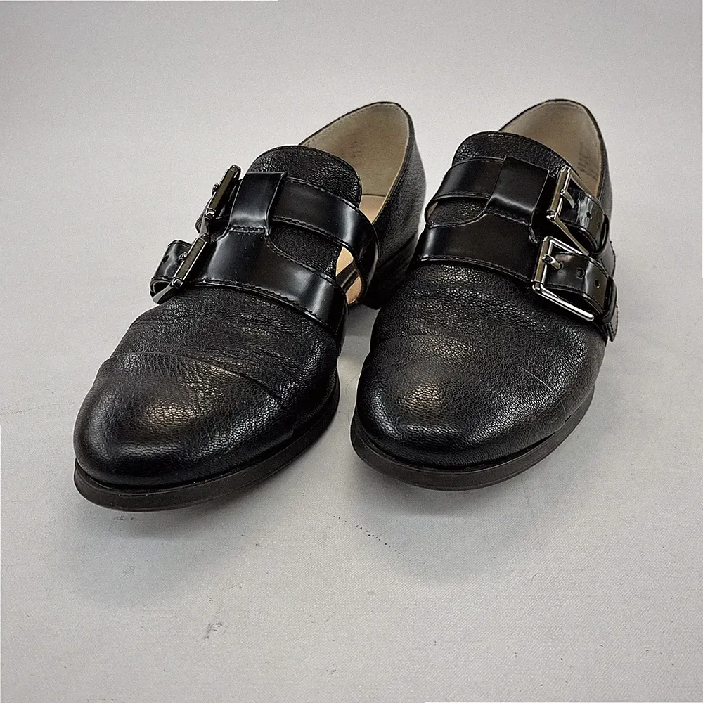 Clarks Narrative Damen-Halbschuhe schwarz Leder UK 4 doppelte Schnalle Freizeit formell