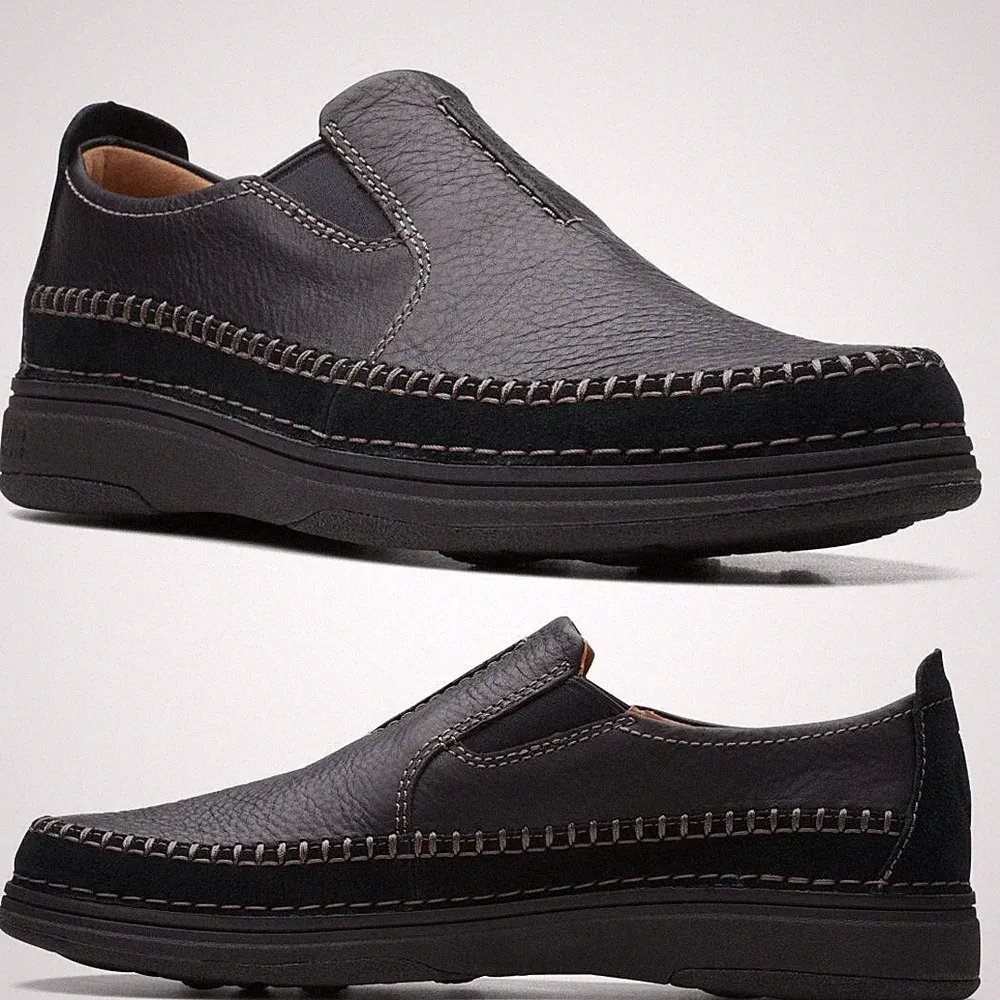 Clarks NATURE 5 WALK Black Combi Leather ACTIVE AIR Schuh Herren UK-10 G EU-44,5 M