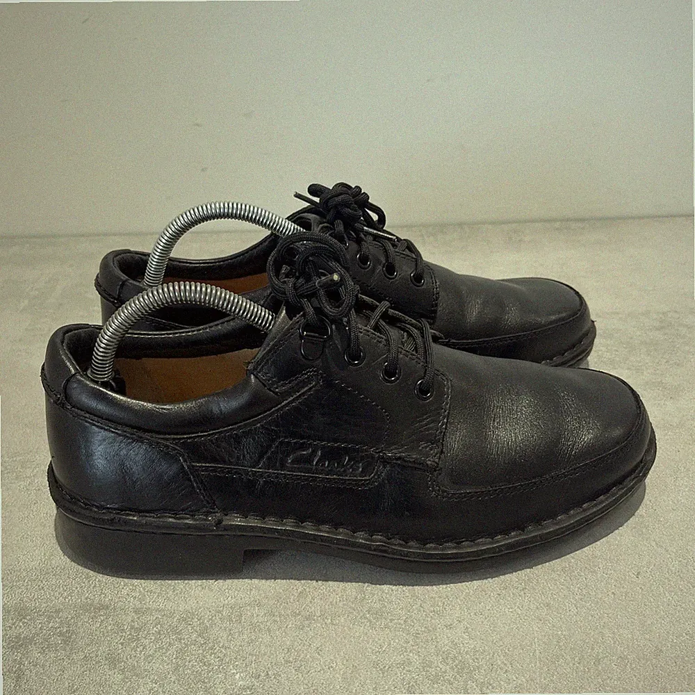Clarks Nature Three Active Air schwarze Leder Derby Schuhe - Herren UK7 weite Passform