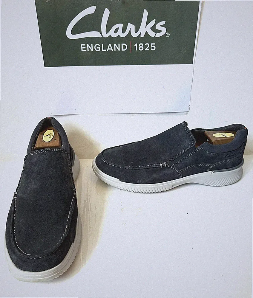 Clarks Navy Leder Loafer Schuhe Größe UK 9,5 EU 44