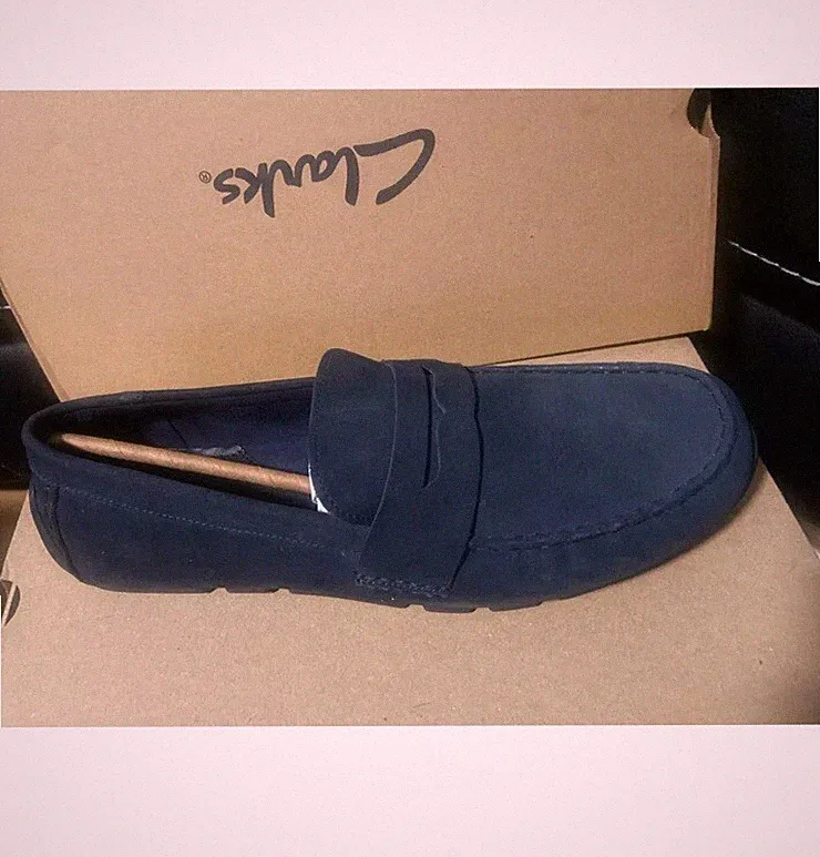 CLARKS OSWICK BAR HERREN Navy Nubuk FREIZEIT MOKASSIN HALBSCHUHE SCHUHE UK 10,5 G EU 45