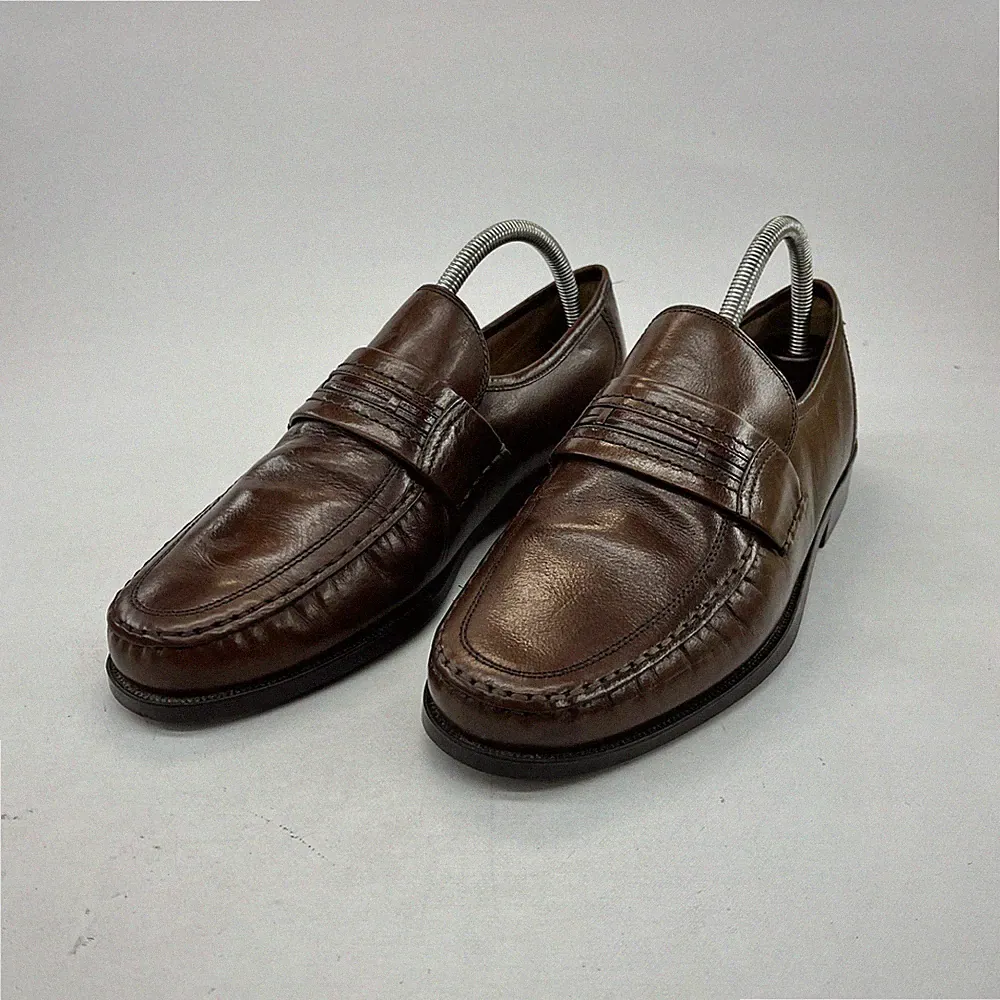 Clarks Penny Halbschuhe Herren UK7,5 Braun Leder Slipper Extra Weite Passform Freizeit