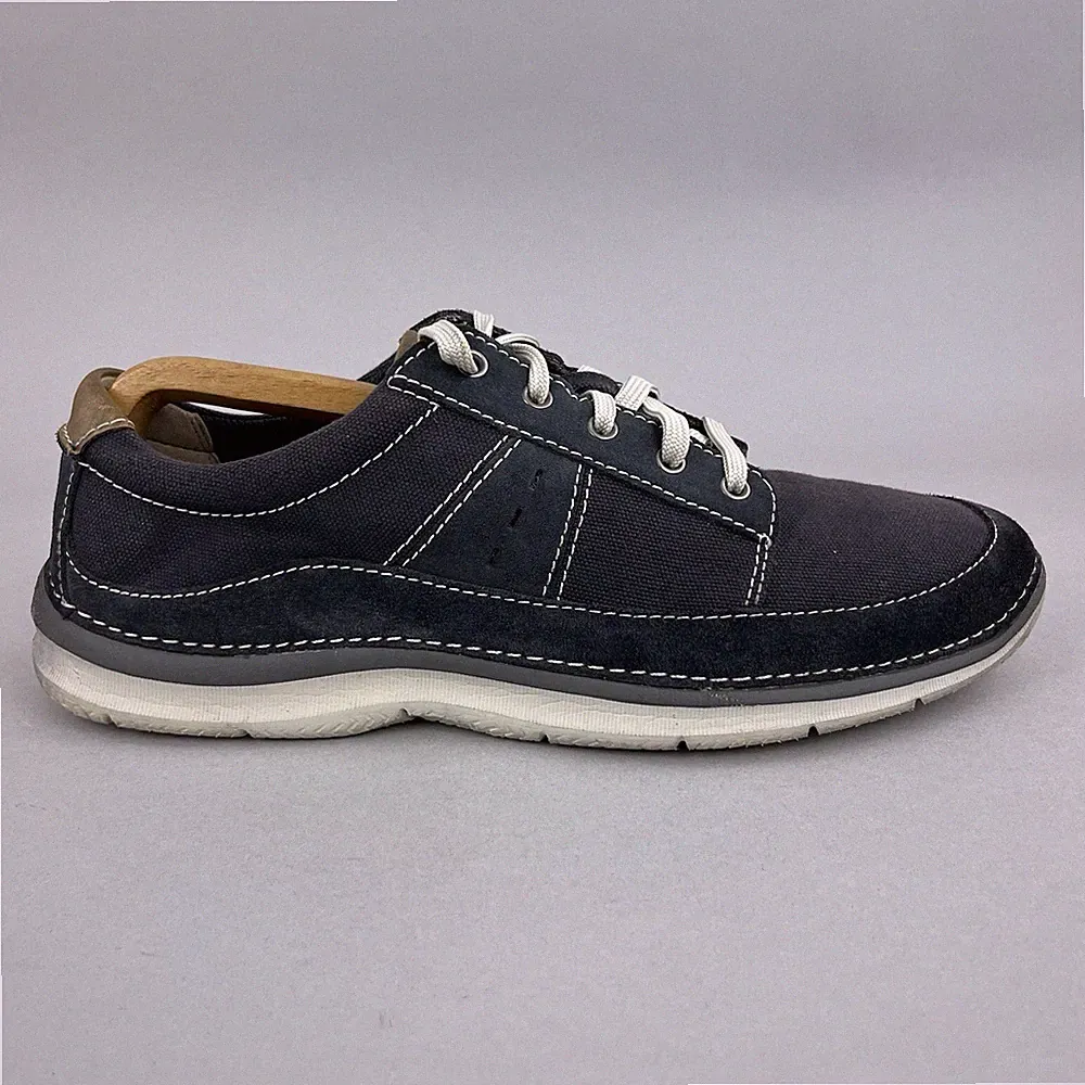 Clarks Ripton Plain Navy Derby Cushion Soft Comfort Casual Walking Trainers UK8