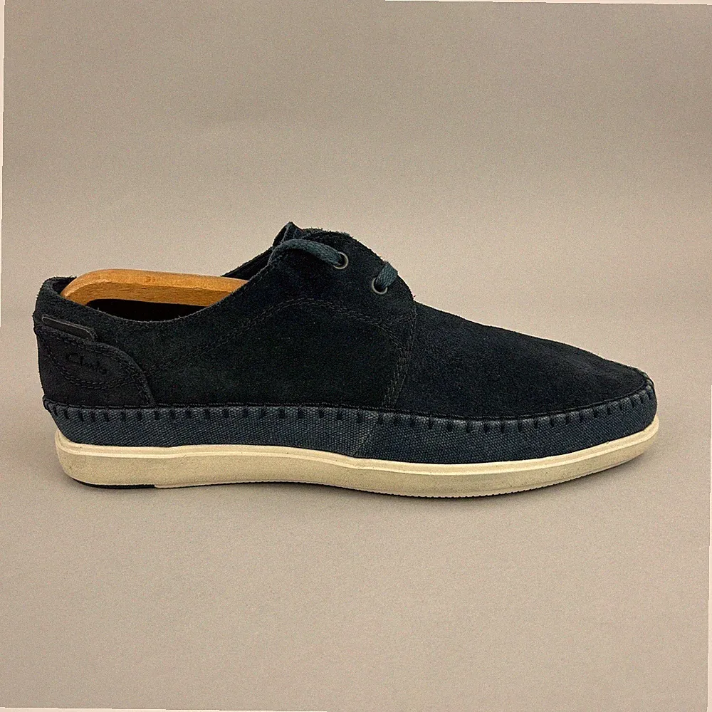 Clarks Schuhe Gr.41,5 UK7,5 Bratton Lo Herren Blau Wildleder Halbschuh Boot Deck Freizeit