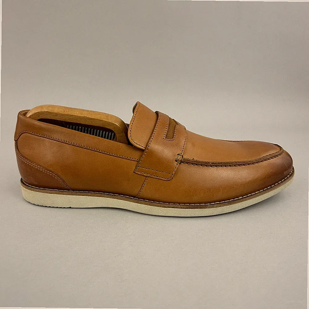 Clarks Schuhe Größe EU42 UK8 hellbraun Leder Slipper Raharto Way Penny Loafer Schuhe