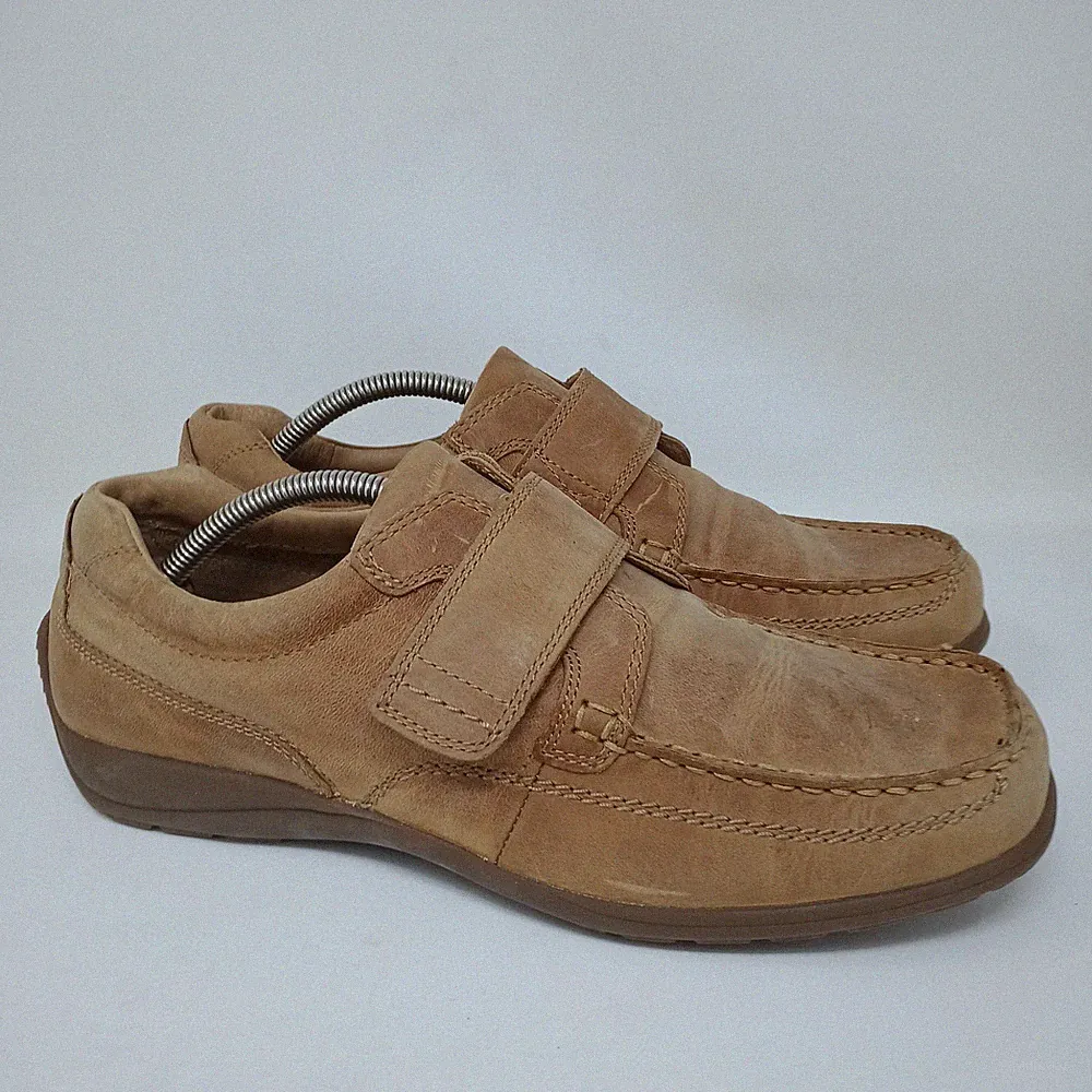 Clarks Schuhe Herren UK 9,5 Braun Leder Klettverschluss