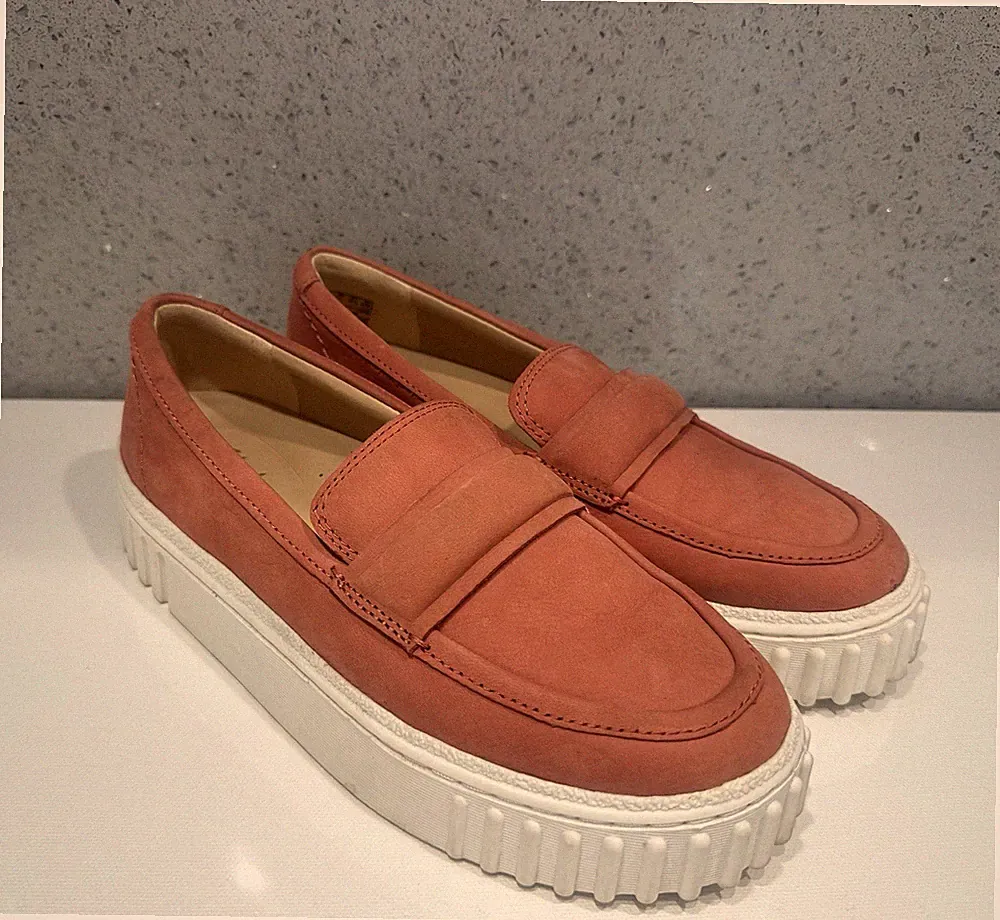 Clarks Signature Nubuk Rose Pink Comfort Contour Cushion Slipper Halbschuhe UK 4,5