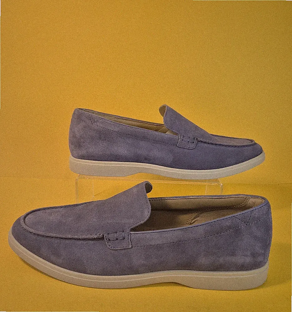 Clarks Torford Easy Dusk Blue Suede Loafers UK 10 Quiet Luxury Summer BNIB