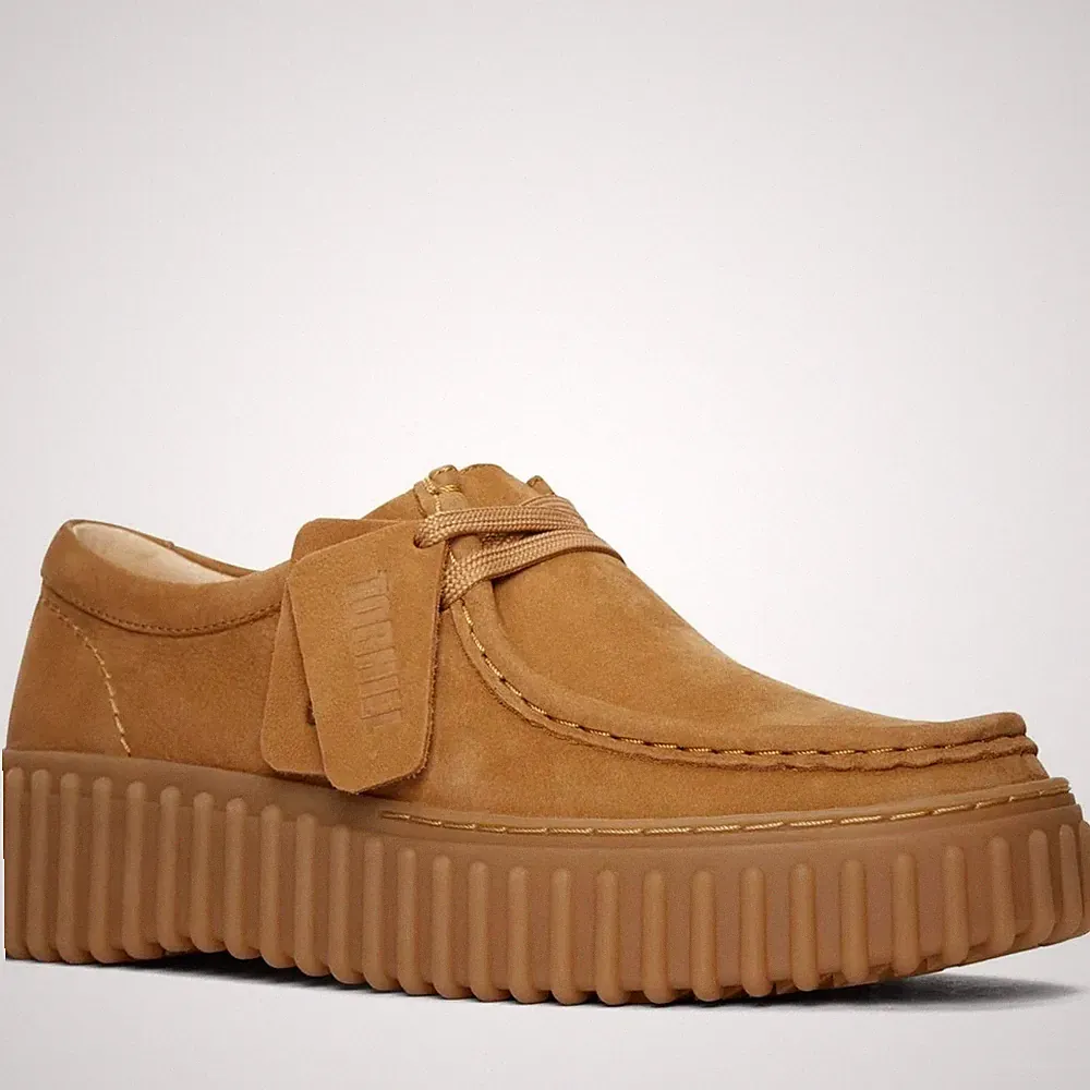 Clarks Torhill Bee Damen Beige Nubuk Keilabsatz Loafer Freizeit CL26172084