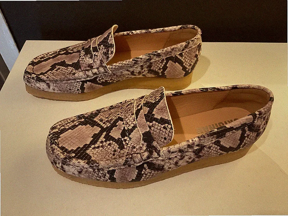 CLARKS Wallabee Damen Loafer Snake Animalprint grau Gr 40 /39,5 Echtleder NEU