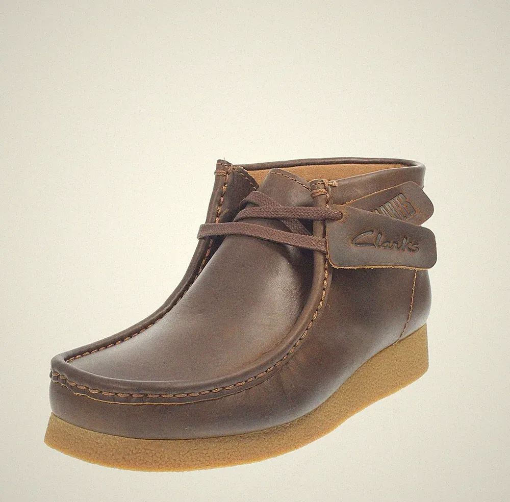 Clarks Wallabee Evo Mid - braune Leder Schnürschuhe - Herren Schuhe