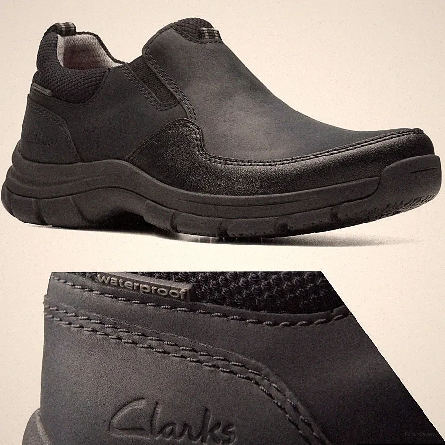 Clarks WATERPROOF Walpath Step BLACK WAXY LEATHER Schuh Herren UK-14 G EU-49,5 M