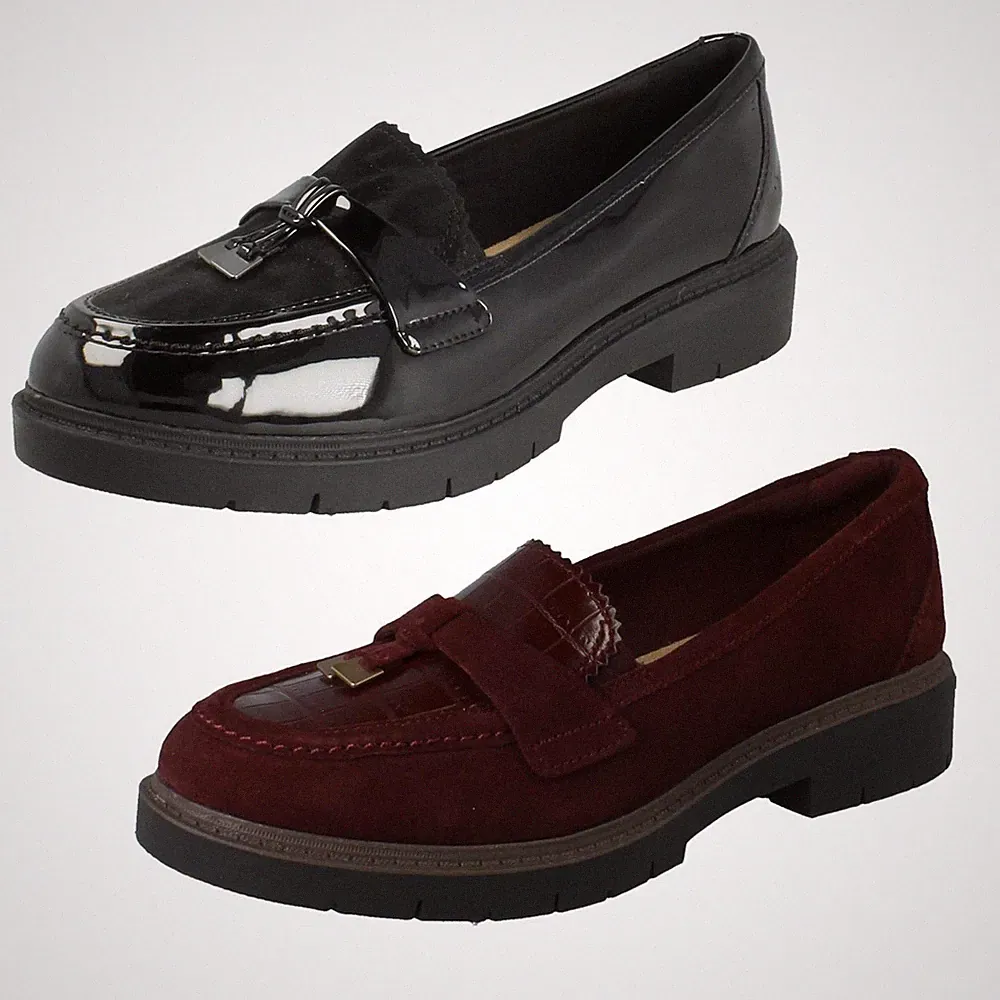 Clarks Westlynn Bella Damen Loafer Schuhe mit Quasten Detail, D Weite