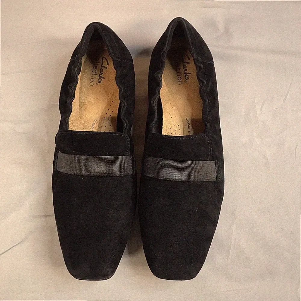 Clarks Women’s Tilmont Eve Slip On Comfort Loafer Flats Black Suede Size 9
