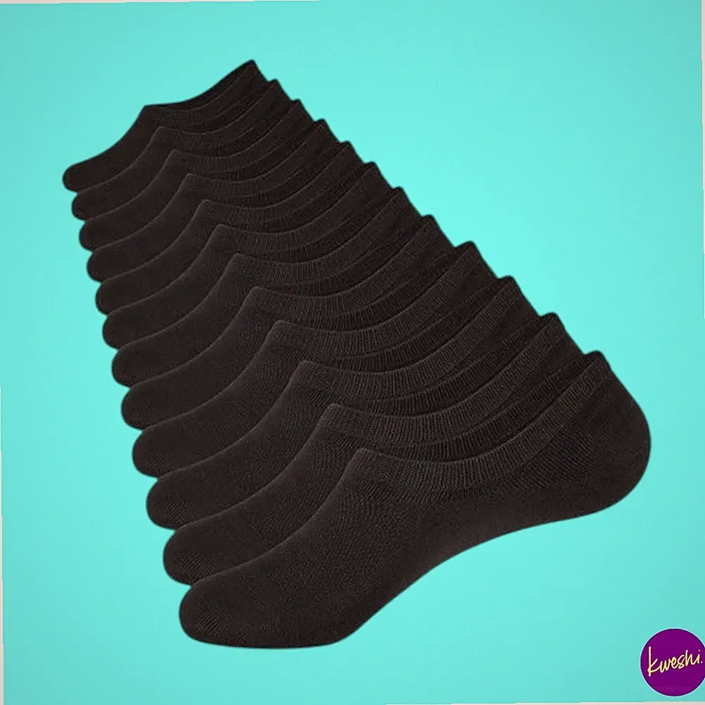 CLOSEMATE Unisex 6 Paar No Show Antirutsch Socken, schwarz, UK L | EU 43-47