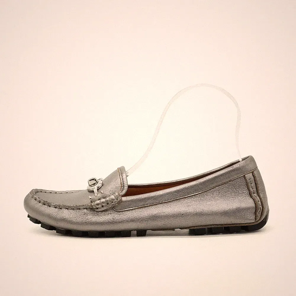 COACH Damen Arlene Mokassins silber Leder Niedrig Komfort-Fußbett Loafer EU 36.5