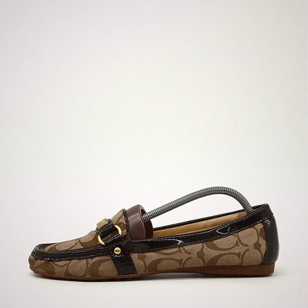 Coach Damen Felisha Loafer braun Textil Niedrig Signature Mokassin EU 39,5