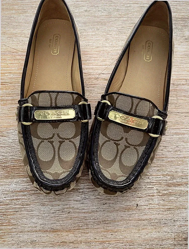 Coach Damen Loafer Mokassins Signature Canvas Leder Gr. 39,5 US 9 Neu Ungetragen