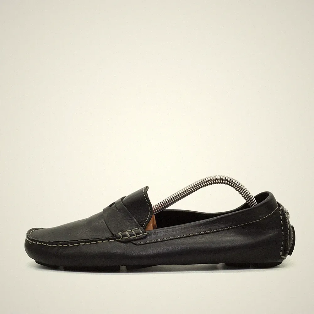 Cole Haan Damen Mokassins EU 40 Penny Loafer Schwarz Leder Low-Top Handgenäht