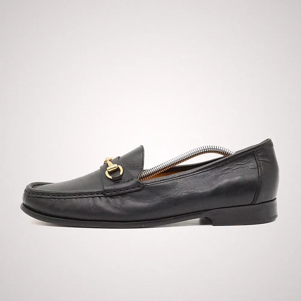 Cole Haan Herren Elegant EU 42 Schwarz Leder Gold Schnalle Loafers