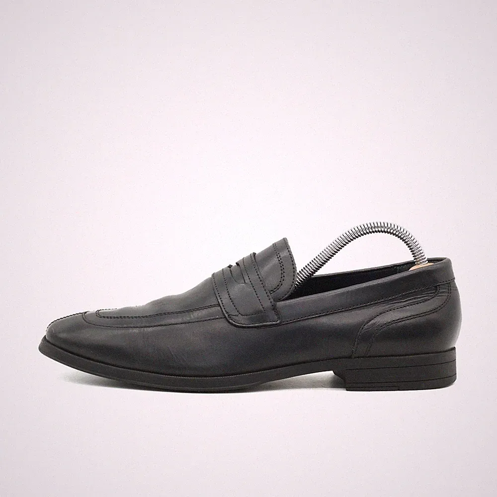 Cole Haan Herren Grand.OS Slipper Schwarz Leder Penny Loafer EU 41,5