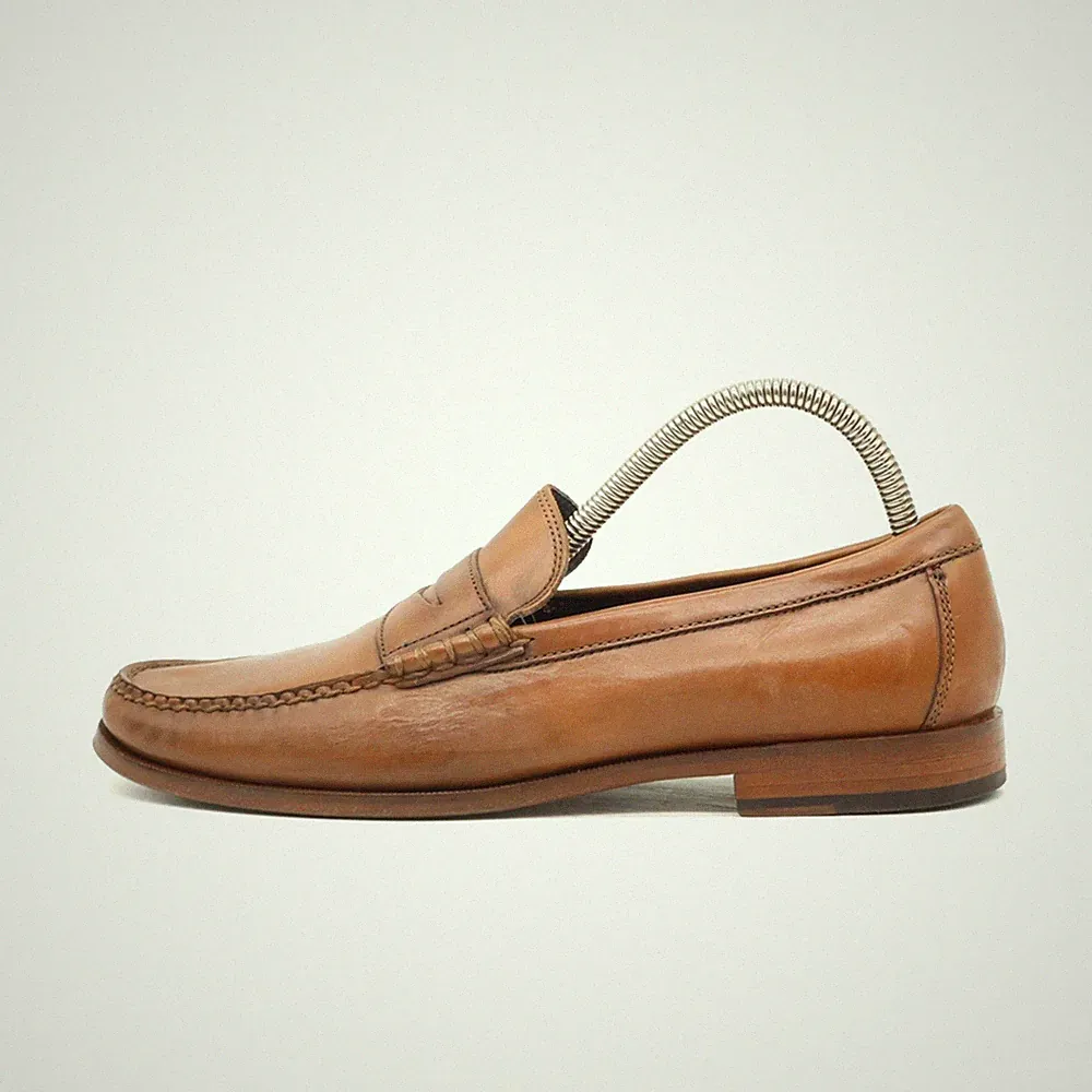 Cole Haan Herren Halbschuh EU 40 Penny Loafer Braun Leder Handgenäht Classic