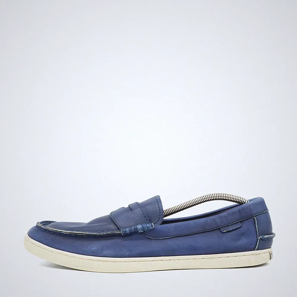 Cole Haan Herren HM C25789 Slipper Blau Leder Bequem, Penny Loafer EU 45