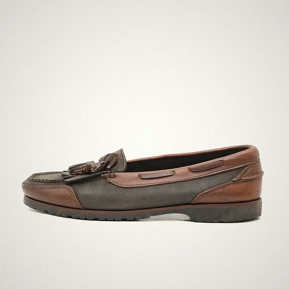 Cole Haan Herren Mokassin Quasten Loafer Slipper Braun Leder USA Classic EU 43