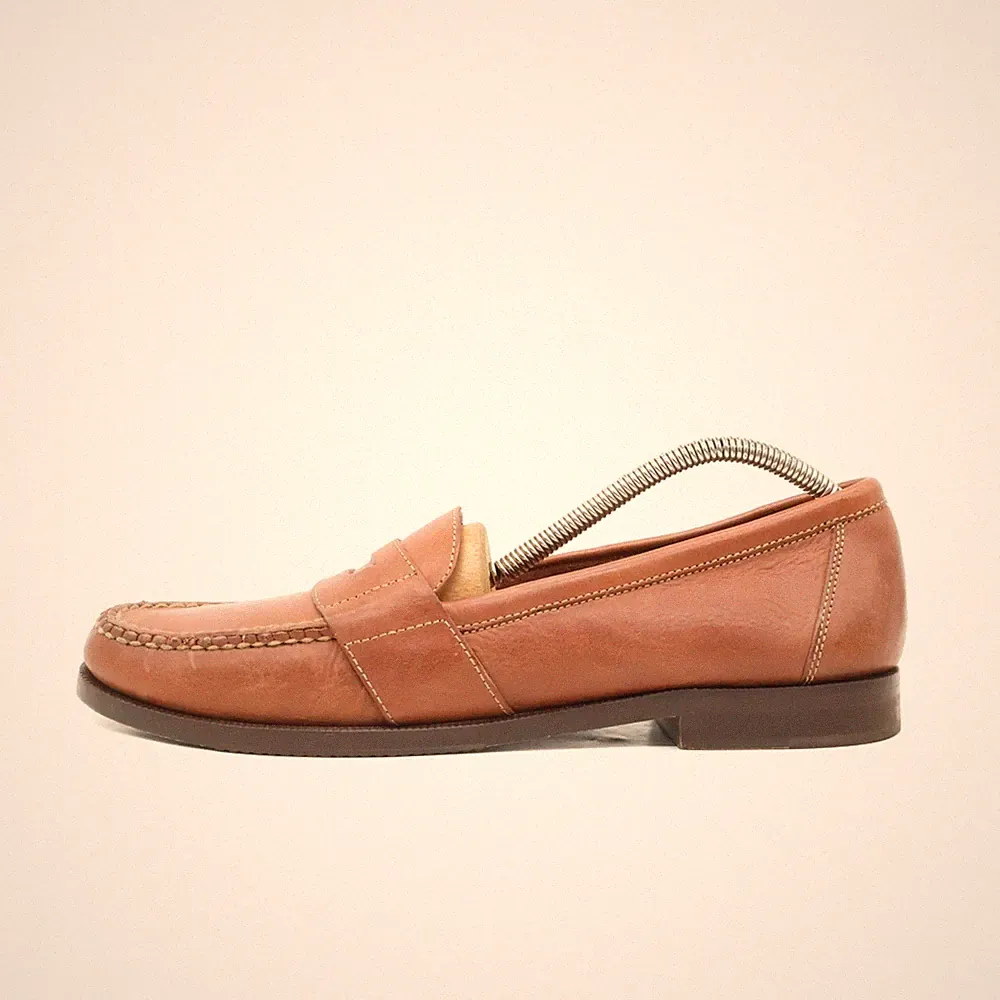 Cole Haan Herren Penny Loafer Slipper Braun Handgenäht, Premium-Leder EU 42.5