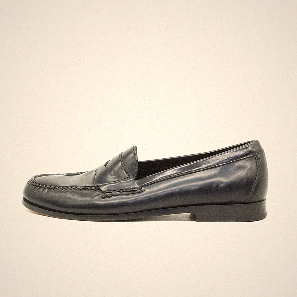 Cole Haan Herren Pinch Grand Pennyloafer Blau Leder Handgenäht Loafer EU 41,5