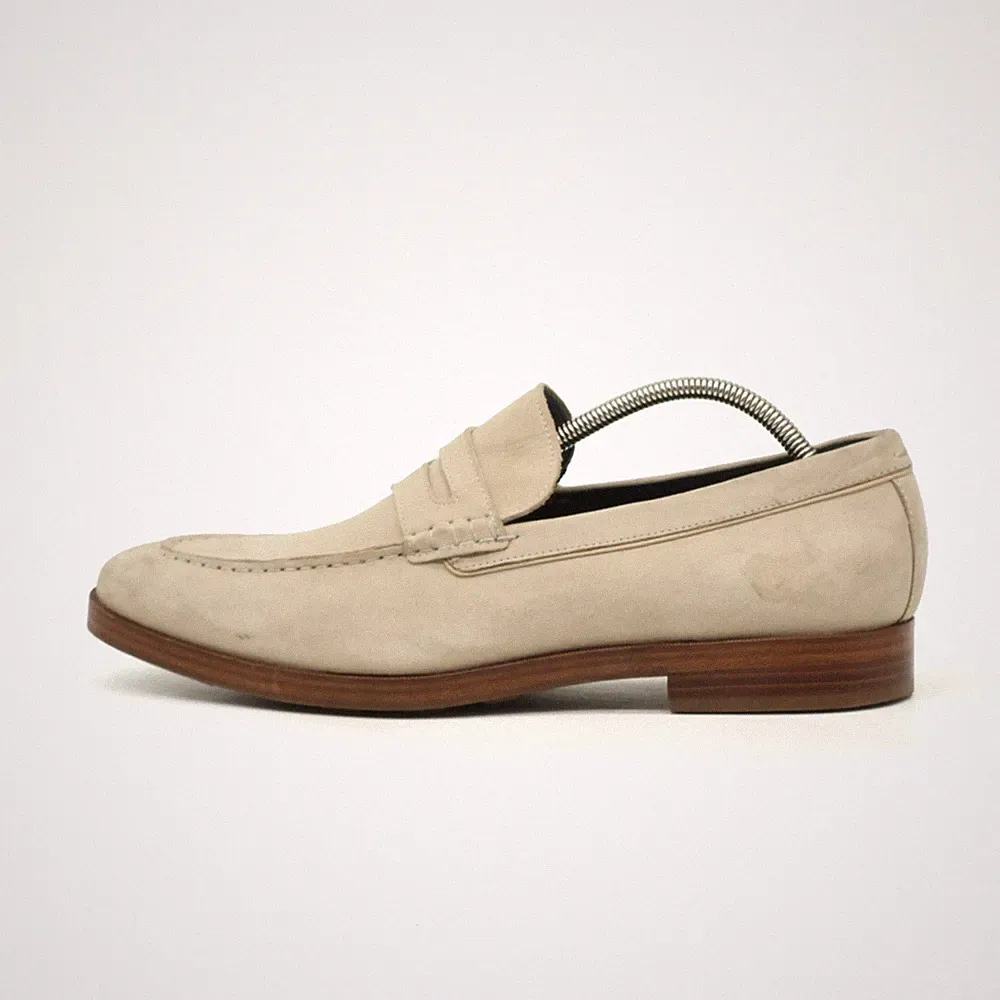 Cole Haan Herren Slipper EU 44,5 Grand OS Beige Wildleder Komfortsohle Loafer