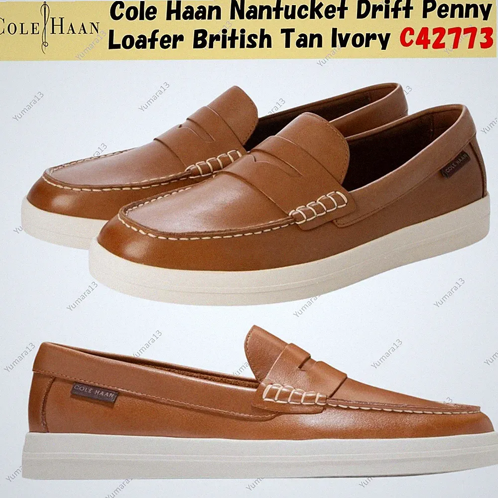 Cole Haan Nantucket Drift Penny Loafer Britisch Hellbraun Elfenbein C42773 He...