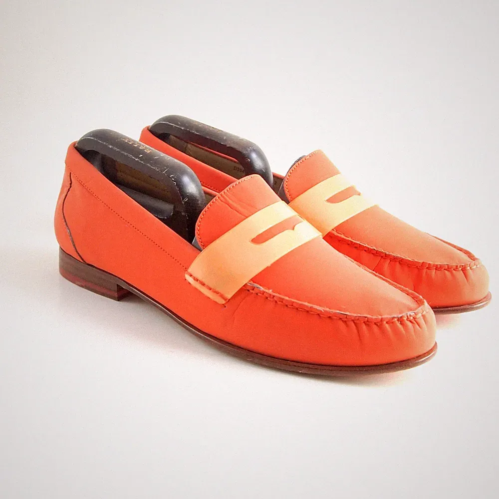 Cole Haan Penny Loafers Orange Rot Nylon Damen Schuh Größe US 11 B EU 41