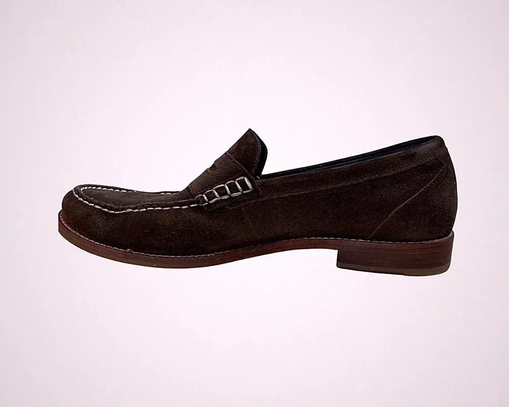 Cole Haan Penny Loafers Shoes Men Brown Roughout Suede Leather