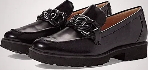 Cole Haan Women's 9 Geneva Chain Black Leather Heeled Loafers W27247